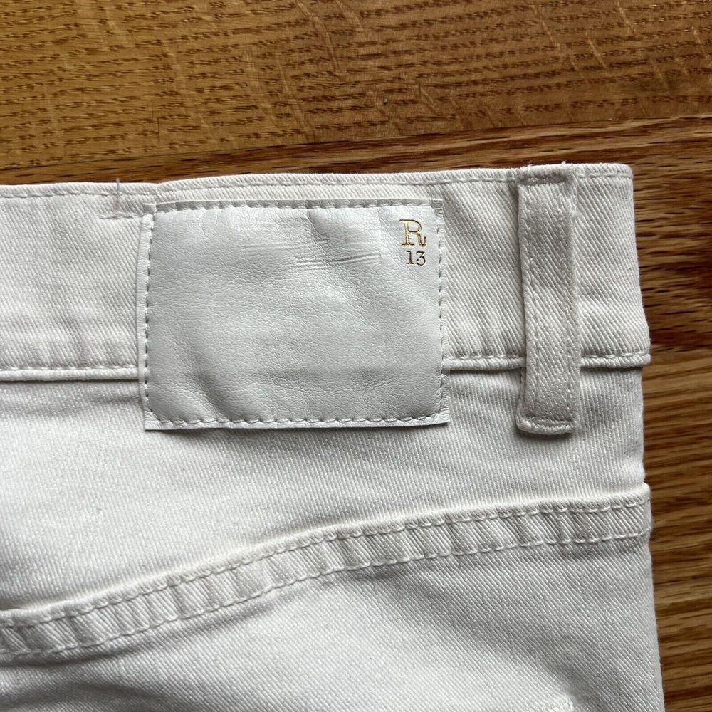 R13 Relaxed Skinny Distressed Jeans in White Made in Italy Tapered Ankle 26 - Picture 7 of 15